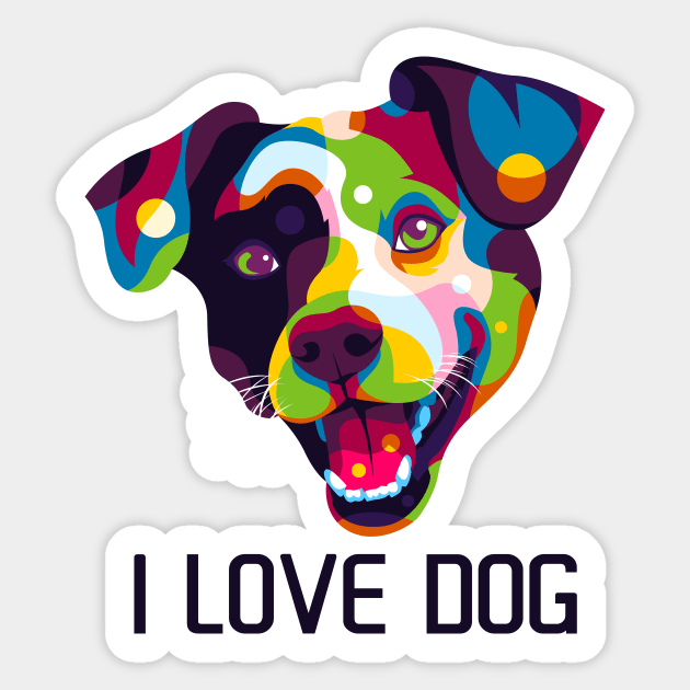 I Love Dog Colorful Sticker by wpaprint